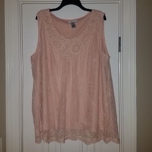 Like New...Ultra Pink Lace Sleeveless Blouse